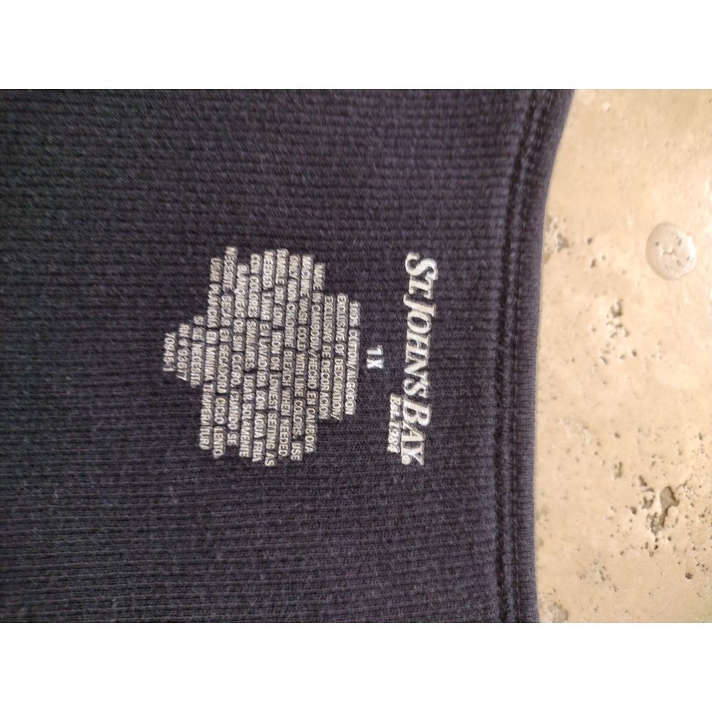 St John's Bay Tank Womens 1X Black‎ Crochet Trim On V Neck  Sleeveless Ribbed - Picture 6 of 8